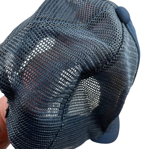 Vintage Snap-back Trucker Cap Hat Mesh Back Tractor Inn Heavy Patina Blue Boho - Picture 7 of 9